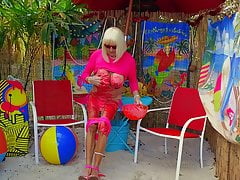 RED BEACH WHORE- CD Crossdresser big tits whip cream motel