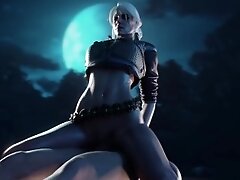 Ciri from Witcher in cowgirl pose riding Big Dick