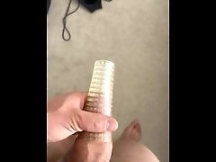 Fat 9 inch cock in a small sex toy