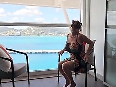 Huge Tit Vouyer Step Mommy Fingers Wet Pussy on Cruise Ship Balcony- Mature Mistress Thursday Cum
