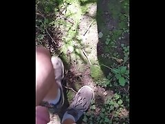 Following the lady on a naked forest walk