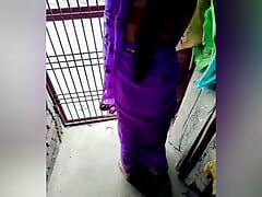 Desi slim bhabhi cought alone at her home terrace