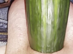 Stick that cucumber in my cock