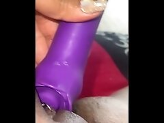 Sexy toy thrusting throbbing pussy