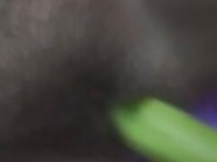 Wife fuck by big vegetable