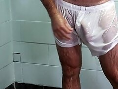 Mature BF Killian Knox Sucks A Huge Cock In The Shower - ExtraBigDicks