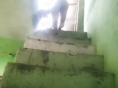 Boy fuck his asshole at the stairs