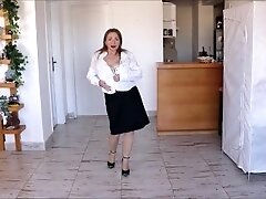 Business lady - busty mature milf MariaOld strip, titty fuck and blowjob POV