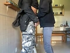 INCREDIBLE BLOWJOB AND CUM IN MOUTH IN THE KITCHEN OF A LITTLE SPANISH BLONDE