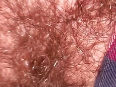 Admire my wife hairy bush and her pink creampied cunt